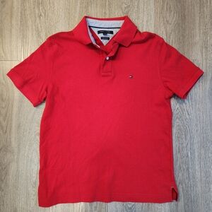 Tommy Hilfiger Custom Fit Cotton Red Polo Mens Large Short Sleeve